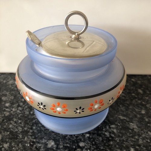 Vintage frosted blue glass - frosted,