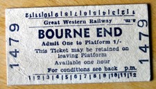 Replica GWR platform ticket Bourne End issued on 15th July 1973 { Marlow Donkey}