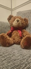 HAMLEYS BROWN TEDDY BEAR WITH RED BOW SOFT TOY PLUSH