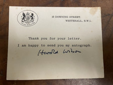 Harold Wilson Labour Prime Minister Signature Autograph Downing Street Card 12cm