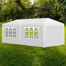 Party Tent 3x6 m White PE Roof & Side Panels Steel Frame Outdoor Marquee Gazebo