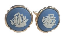Wedgwood cufflinks blue - cufflinks, jasper