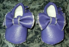 ROMANY BABY BLING BOOTEES/SHOES. PURPLE WITH CRYSTAL BLING 0-6 Months