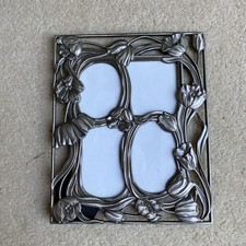 Silver Tone Metal Pewter? 4xPicture Photo Frame Ornate Raised Tulip Flowers