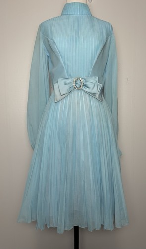 Vtg 60s blue organza party - blue,