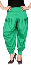 Women's Lycra Stretchable Patiala Salwar Pants Salwar Pajamas Size 32-36 - Green