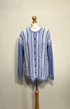 Vintage Tulchan Womens Cardigan Size M/L Purple 90s 3D Knit Textured Pure Cotton