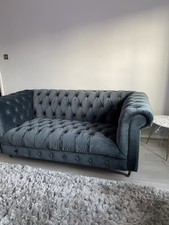 Chesterfield Velvet Fabric Sofa 2 Seater And 1 Seater