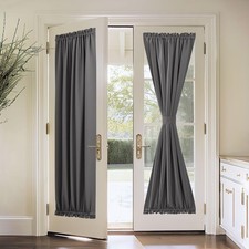 PONY DANCE Gray Door Curtain - Thermal Insulated Rod Pocket Blackout Privacy