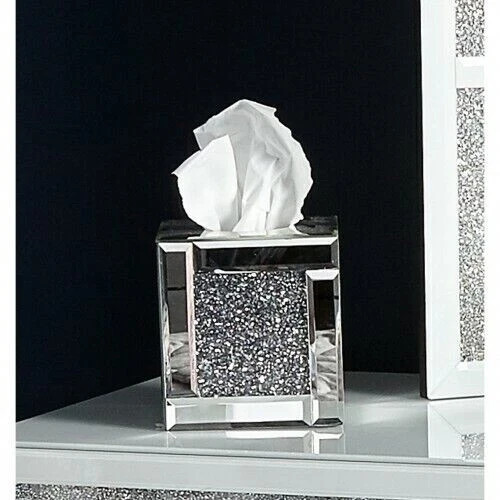 Cube tissue box silver crushed - silver,