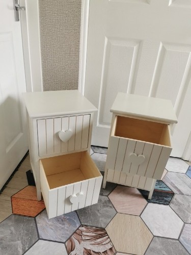 Two white bed side - two,
