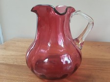 LARGE ANTIQUE 19TH CENTURY VICTORIAN RUBY CRANBERRY GLASS JUG