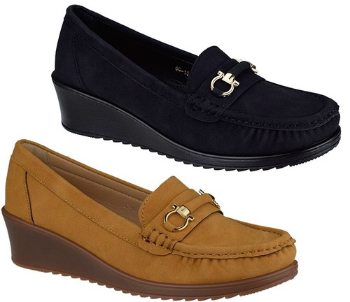 Ladies low wedge comfort - ladies, slip