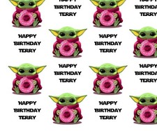 Yoda Donut Personalised gift wrapping paper Birthday Mothers Father