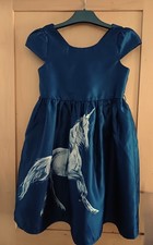 Monsoon Girls Age 7 years Navy Unicorn Party Dress, Special Occasion