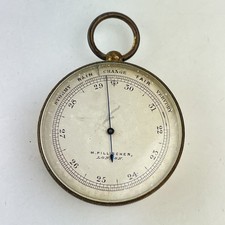 Antique Brass Cased M Pillischer London Pocket Barometer 5cm