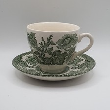 Vintage Green Indian Tree Duo Teacups & Saucer  English Ironstone Tableware