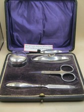 Birmingham 1917 Sterling Silver Manicure Set In Pristine Case - Box Buffer File