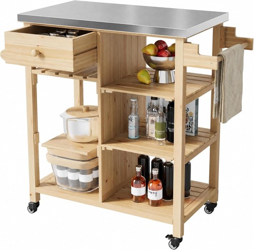 Wood grill cart - cart, stainless