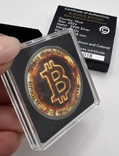 BURNING BITCOIN Black Platinum 1 Oz Silver Coin 2$ Niue 2024