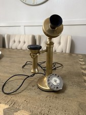 Vintage Brass Candlestick Rotary Dial Telephone Retro Style Decor