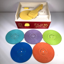 Vintage Fisher Price Record Player 1971 5 Discs Music Box FP 995 Tested Working