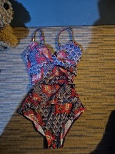 Debenhams Size 10 Purple Floral Swimming Costume (1224/125/v)