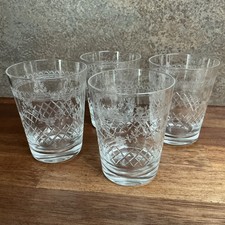 Vintage 4 x Lady Hamilton Pall Mall Type Tumblers 3.5” Cut Glass Swags Pattern