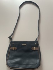 Nathalie Andersen Navy Blue With Brown Trim Shoulder Bag, Adjustable Strap