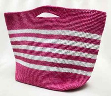 Large Bright Pink Clutch Bag Crocheted From Recycled Plastic