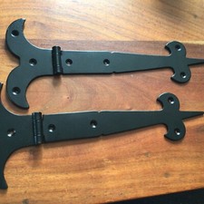 2 X 10" FLEUR DE LYS GOTHIC DECORATIVE STYLE STEEL TEE HINGE SHED GATE DOOR