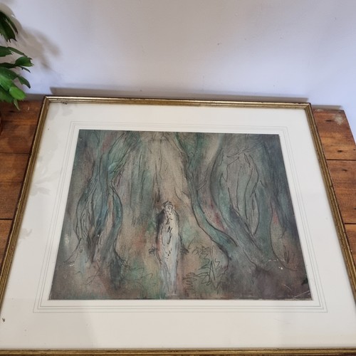 Framed unsigned watercolour - framed,