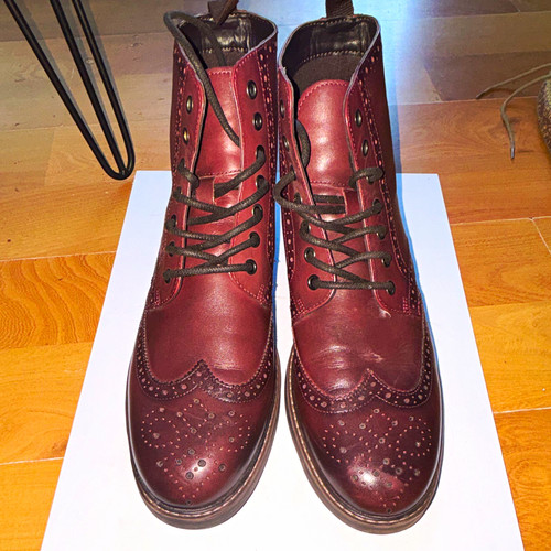 Crick burgundy leather brogue - burgundy,