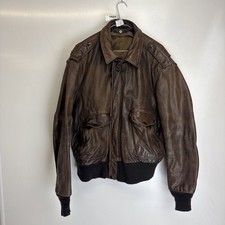Schott Vintage Brown Leather Bomber Flight Jacket Men’s Size 46