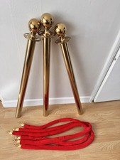 Gold VIP Queue Barrier Set (3 Posts & Ropes ONLY - NO Bases)