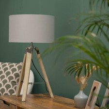 Light Wood Tripod Table Lamp