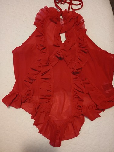 Red ruffle halter top - red,