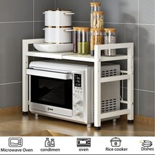 2 Tier Expandable Rack Stand Storage Corner Holder Kitchen Microwave oven Shelf