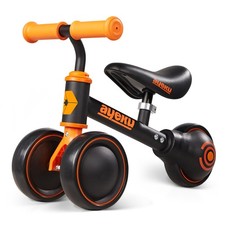 AyeKu Baby Toddler Balance Bike Silent Wheels Adjustable Seat, 1-3 Years, Black