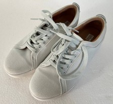 FitFlop Rally Pale Grey Canvas Lace-up Trainers Size 6.5