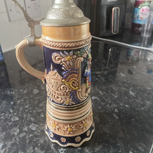 German tankard with pewter lid - pewter,