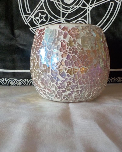 Large pink crackle glass tea - pink,
