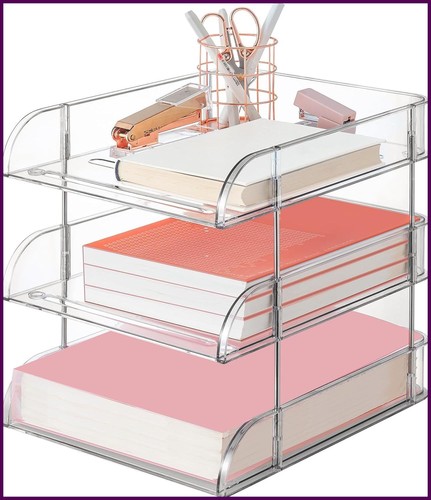 Clear stackable paper trays - clear,
