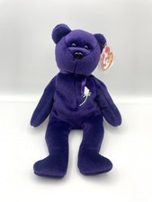 Vintage TY Beanie Baby Purple Princess Diana Bear Soft Toy Collectible Rare