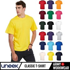Uneek Classic T-Shirt 100% Cotton Tee Shirt Short Sleeve Casual Clothing Mens