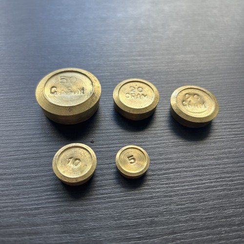 Five brass weighing - brass, scale