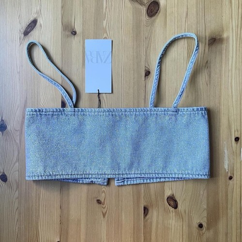 Zara blue sparkly denim - zara, crop