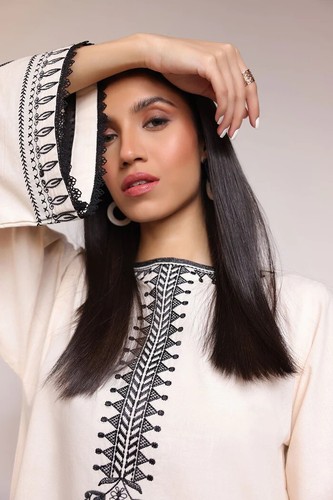 Embroidered kurti alkaram - embroidered,