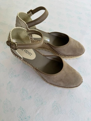 Suede taupe espadrille wedge - suede,