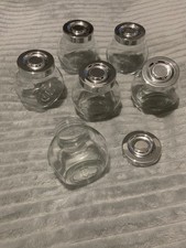 Ikea Small Size 3in x 3in x 2in Glass Spice Storage Jars With Silver Lids X 6